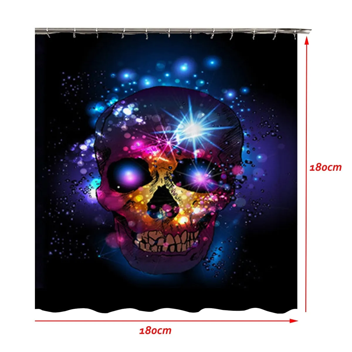 180 x 180 cm 45 x 75 cm Halloween Skull Bathroom Shower Curtain Toilet Cover Mat Non-Slip Rug Set Waterproof Fabric for Home Hotel with 2 Hook 4Pcs/3Pcs/1Pc