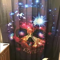 180 x 180 cm 45 x 75 cm Halloween Skull Bathroom Shower Curtain Toilet Cover Mat Non-Slip Rug Set Waterproof Fabric for Home Hotel with 2 Hook 4Pcs/3Pcs/1Pc