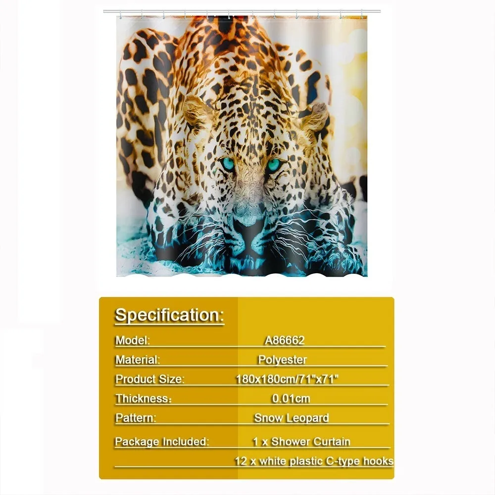 3D African Cheetah Leopard Waterproof Shower Curtain Anti-slip Bath Mats Carpets Pedestal Rugs Toilet Seat Cover Bathroom Decoration