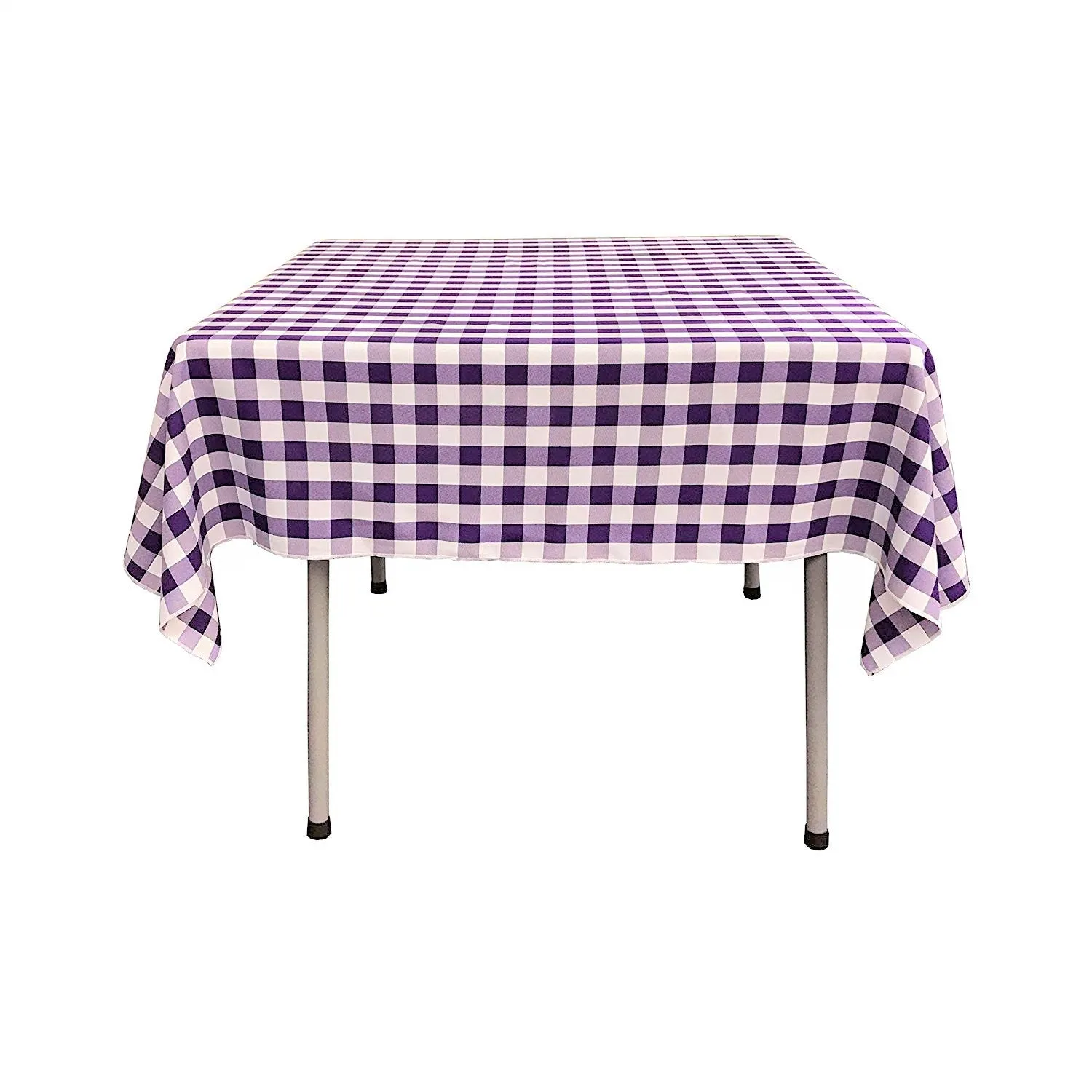 42" x 42" Square Tablecloth for 30" Square Small Coffee Table with 6" Drop, Polyester Checkered Gingham Plaid Table Overlay