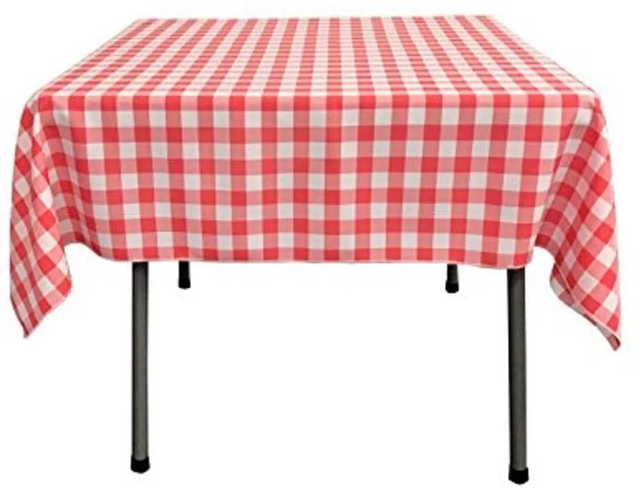 42" x 42" Square Tablecloth for 30" Square Small Coffee Table with 6" Drop, Polyester Checkered Gingham Plaid Table Overlay