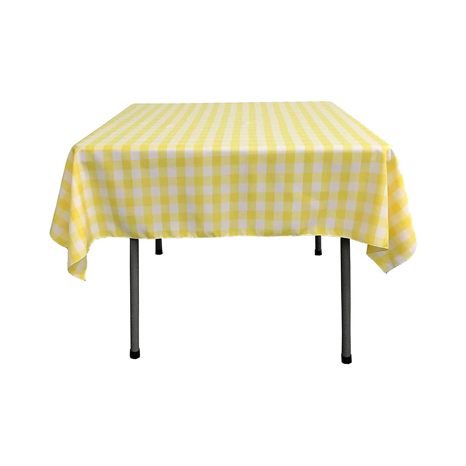 58" x 58" Square Tablecloth for 46" Square Small Coffee Table with 6" Drop, Polyester Checkered Gingham Plaid Table Overlay