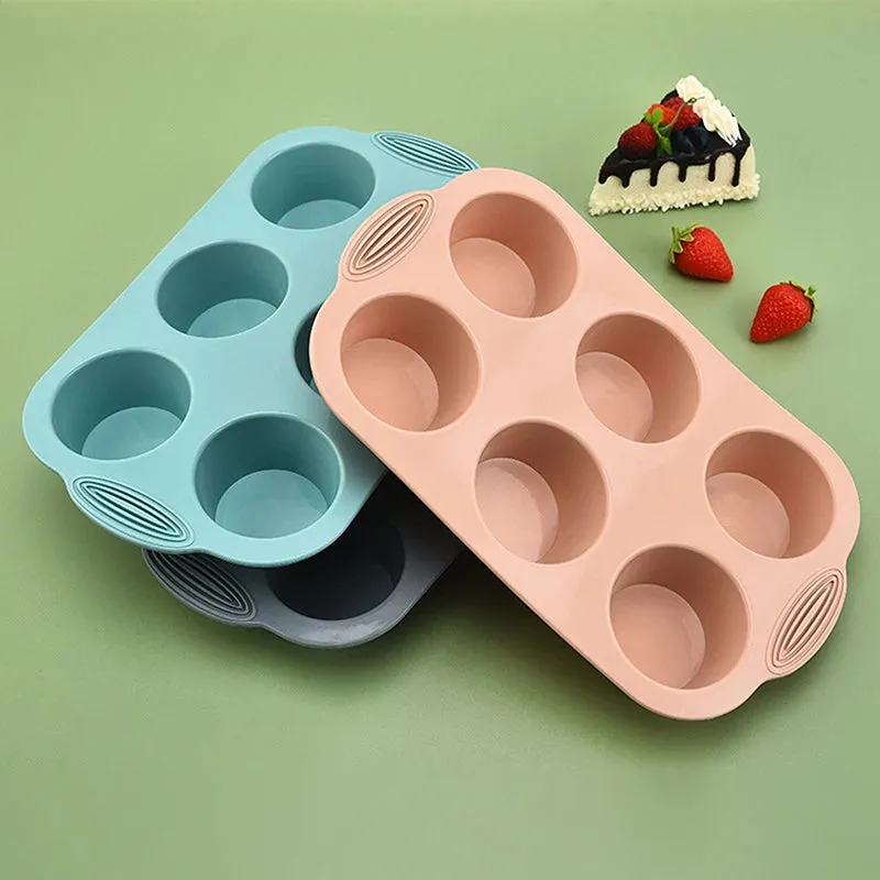 6 Round Silicone Mold Muffin Cup DIY High Temperature Silicone Mousse Dessert Chocolate Cake Mold Kitchen Baking Tools