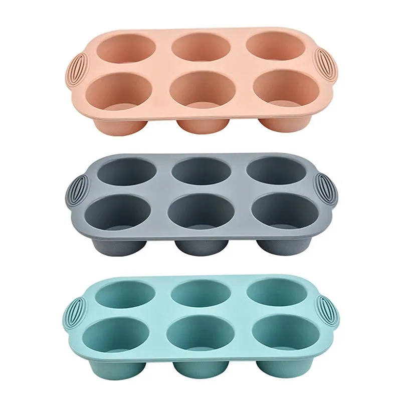 6 Round Silicone Mold Muffin Cup DIY High Temperature Silicone Mousse Dessert Chocolate Cake Mold Kitchen Baking Tools