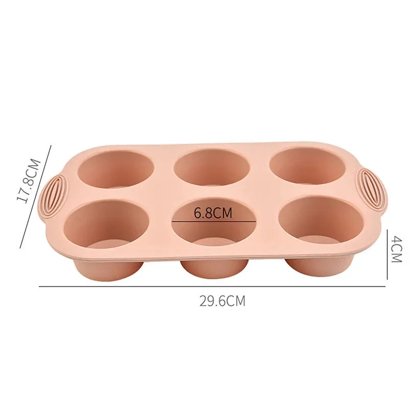 6 Round Silicone Mold Muffin Cup DIY High Temperature Silicone Mousse Dessert Chocolate Cake Mold Kitchen Baking Tools