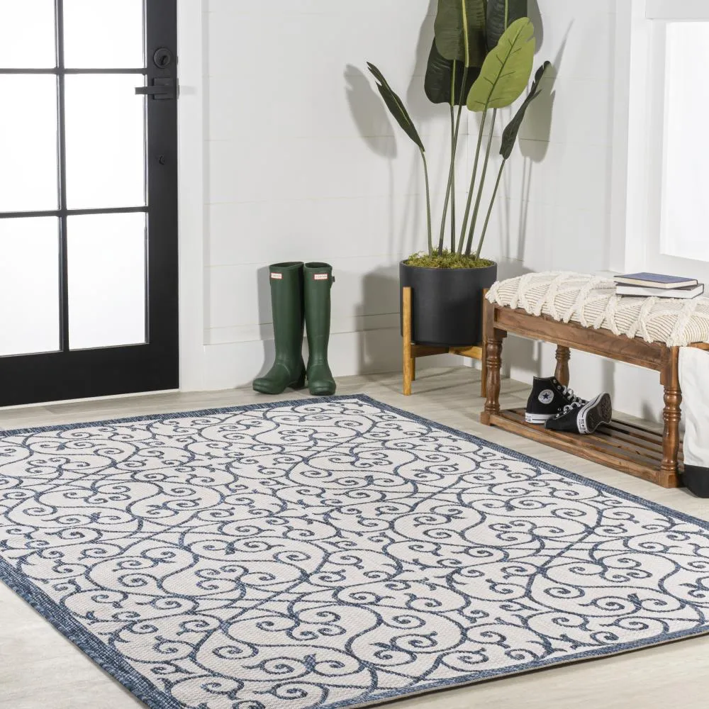 Alfombra Vintage Filigree Textured Weave Indoor/outdoor Area Rug