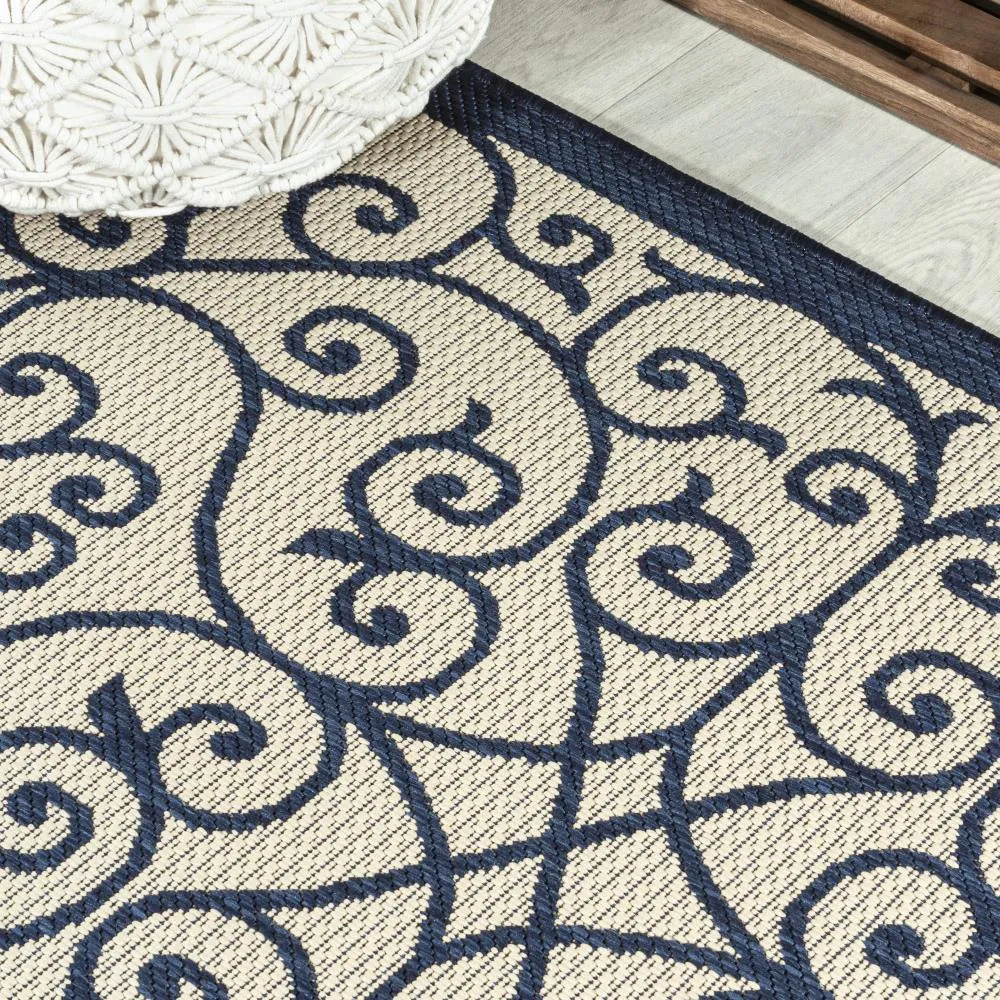 Alfombra Vintage Filigree Textured Weave Indoor/outdoor Area Rug