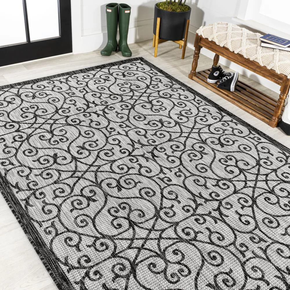 Alfombra Vintage Filigree Textured Weave Indoor/outdoor Area Rug