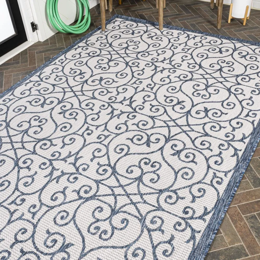 Alfombra Vintage Filigree Textured Weave Indoor/outdoor Area Rug