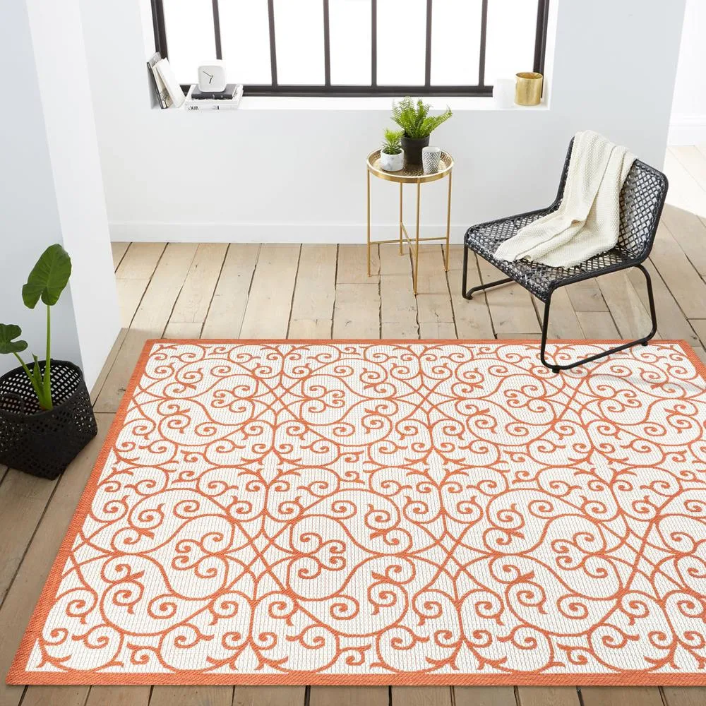 Alfombra Vintage Filigree Textured Weave Indoor/outdoor Area Rug