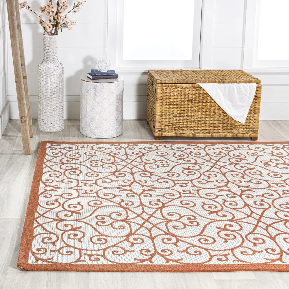 Alfombra Vintage Filigree Textured Weave Indoor/outdoor Area Rug