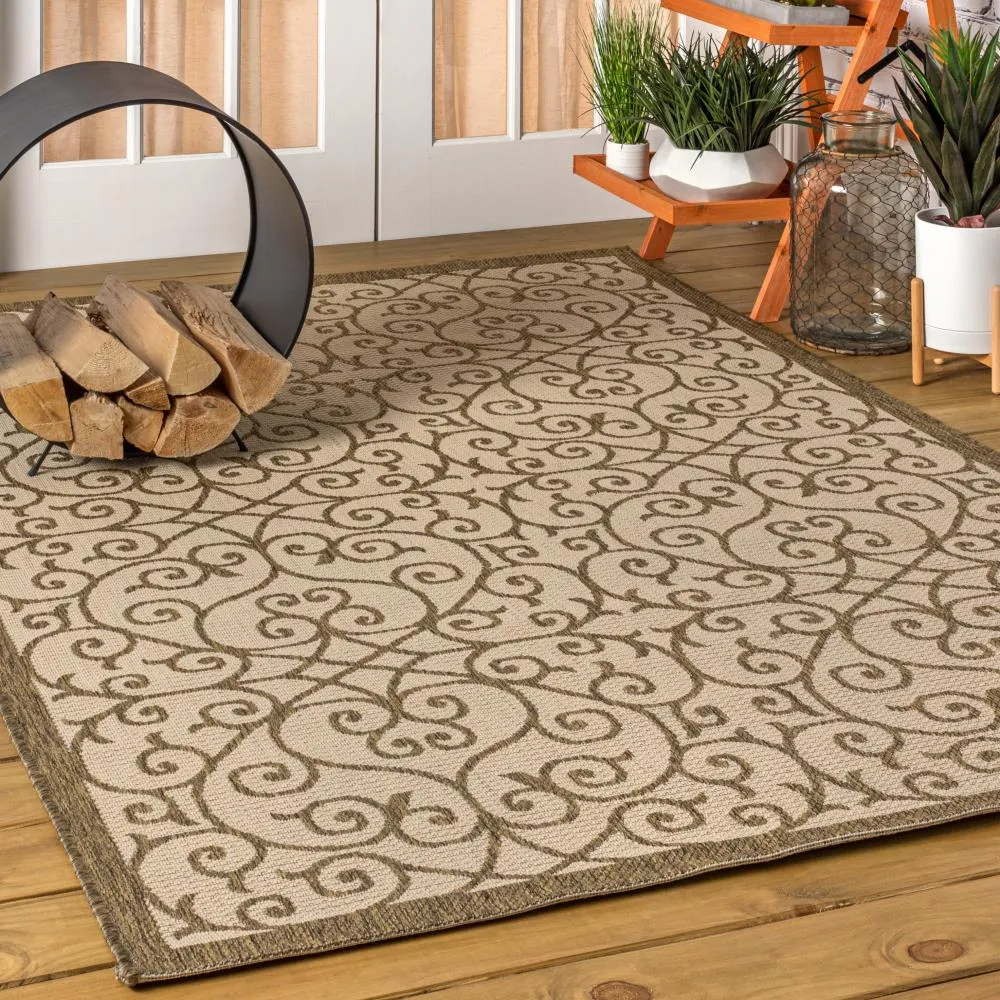 Alfombra Vintage Filigree Textured Weave Indoor/outdoor Area Rug