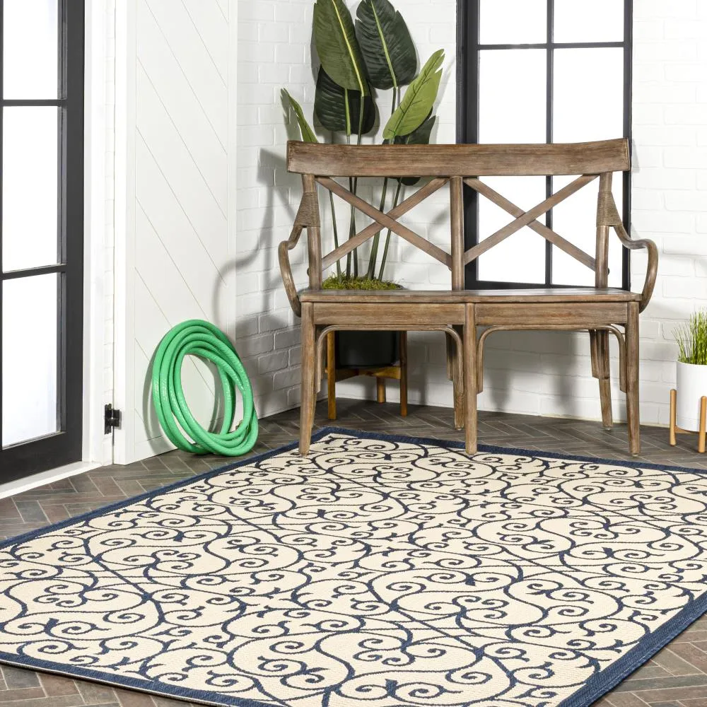 Alfombra Vintage Filigree Textured Weave Indoor/outdoor Area Rug