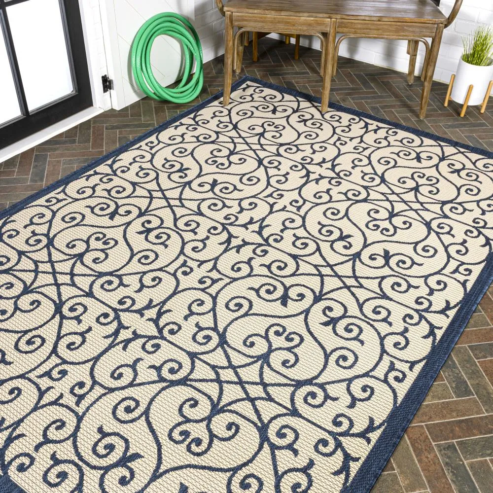 Alfombra Vintage Filigree Textured Weave Indoor/outdoor Area Rug