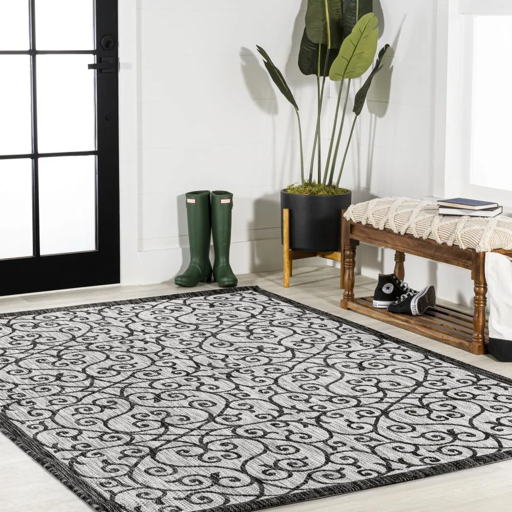 Alfombra Vintage Filigree Textured Weave Indoor/outdoor Area Rug