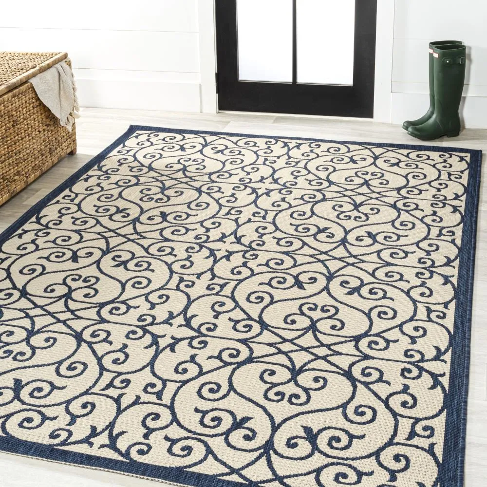 Alfombra Vintage Filigree Textured Weave Indoor/outdoor Area Rug