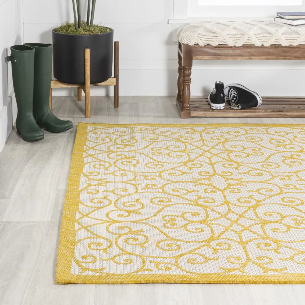 Alfombra Vintage Filigree Textured Weave Indoor/outdoor Area Rug