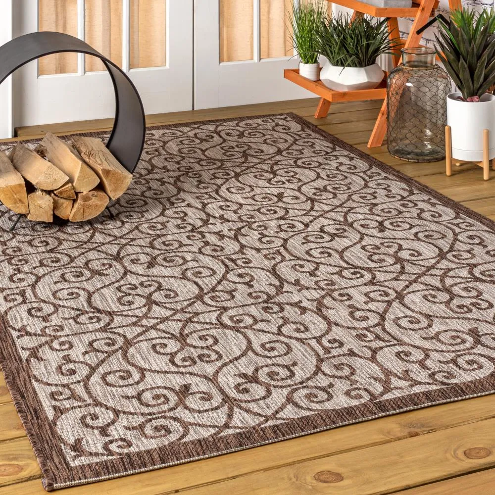 Alfombra Vintage Filigree Textured Weave Indoor/outdoor Area Rug