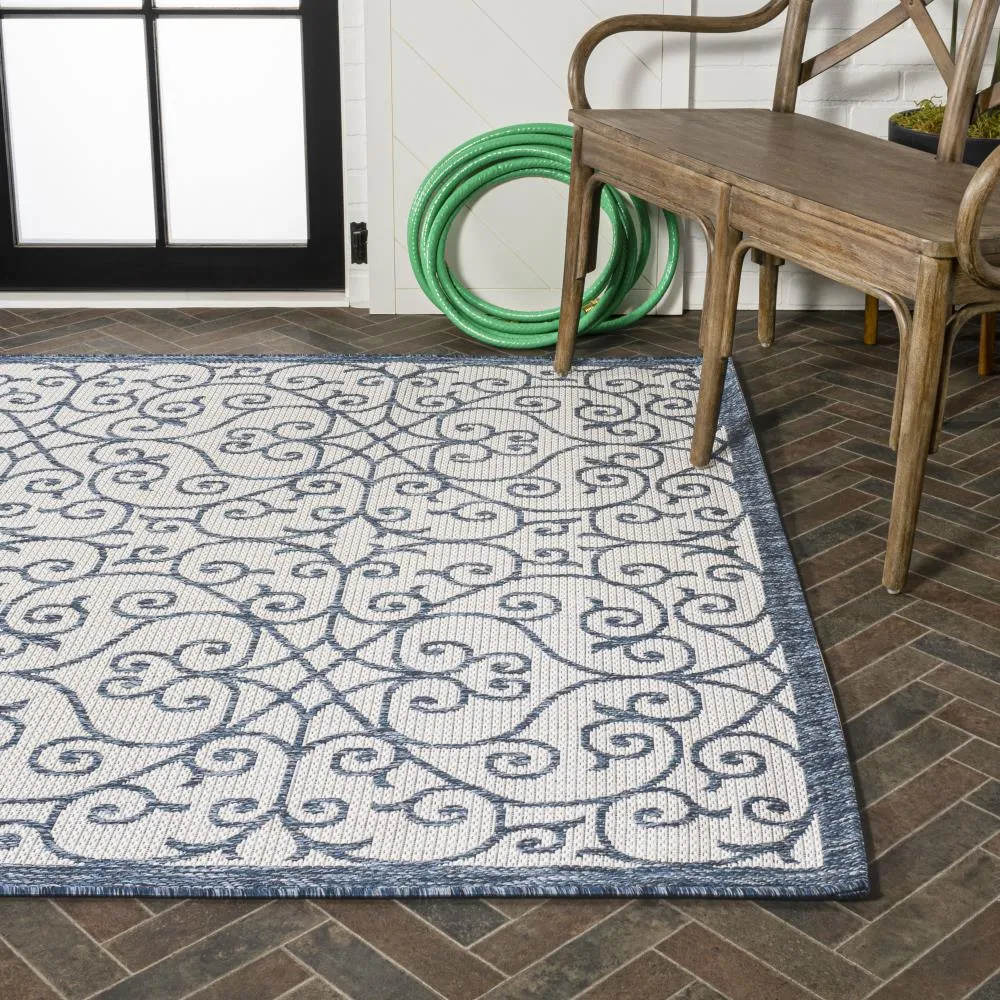 Alfombra Vintage Filigree Textured Weave Indoor/outdoor Area Rug