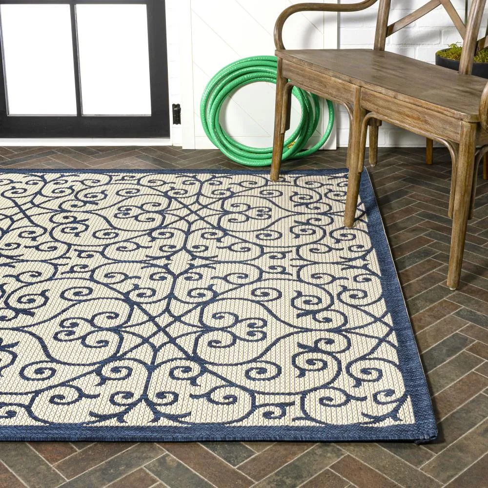 Alfombra Vintage Filigree Textured Weave Indoor/outdoor Area Rug