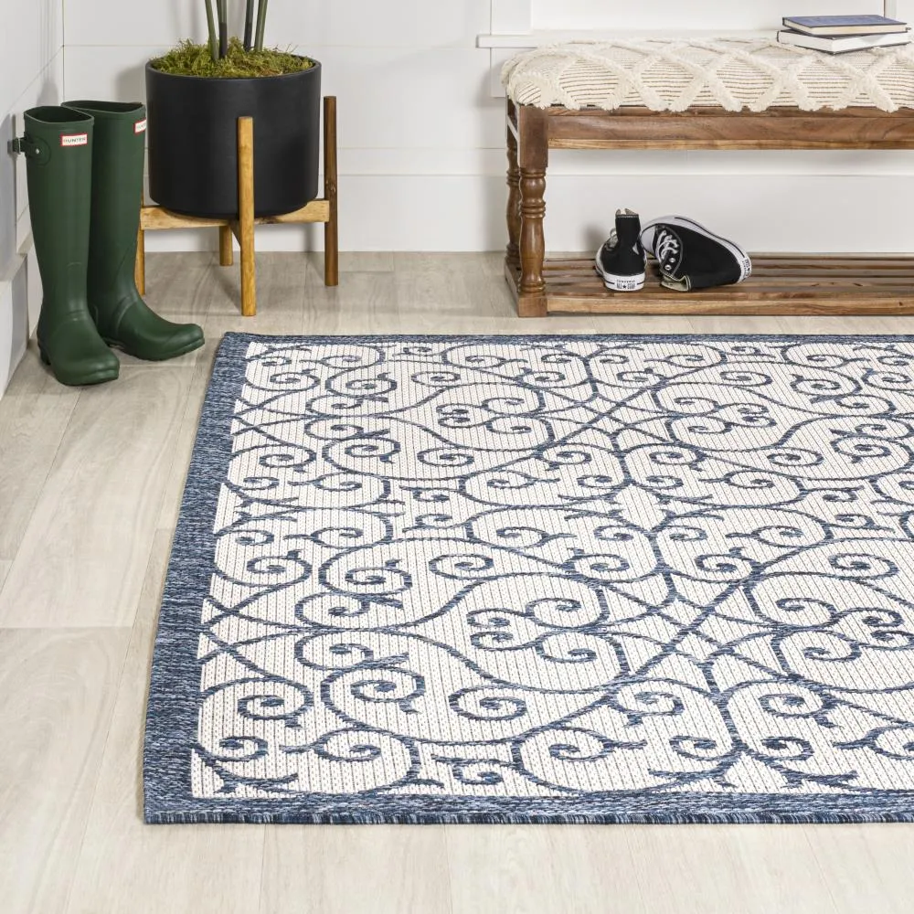 Alfombra Vintage Filigree Textured Weave Indoor/outdoor Area Rug