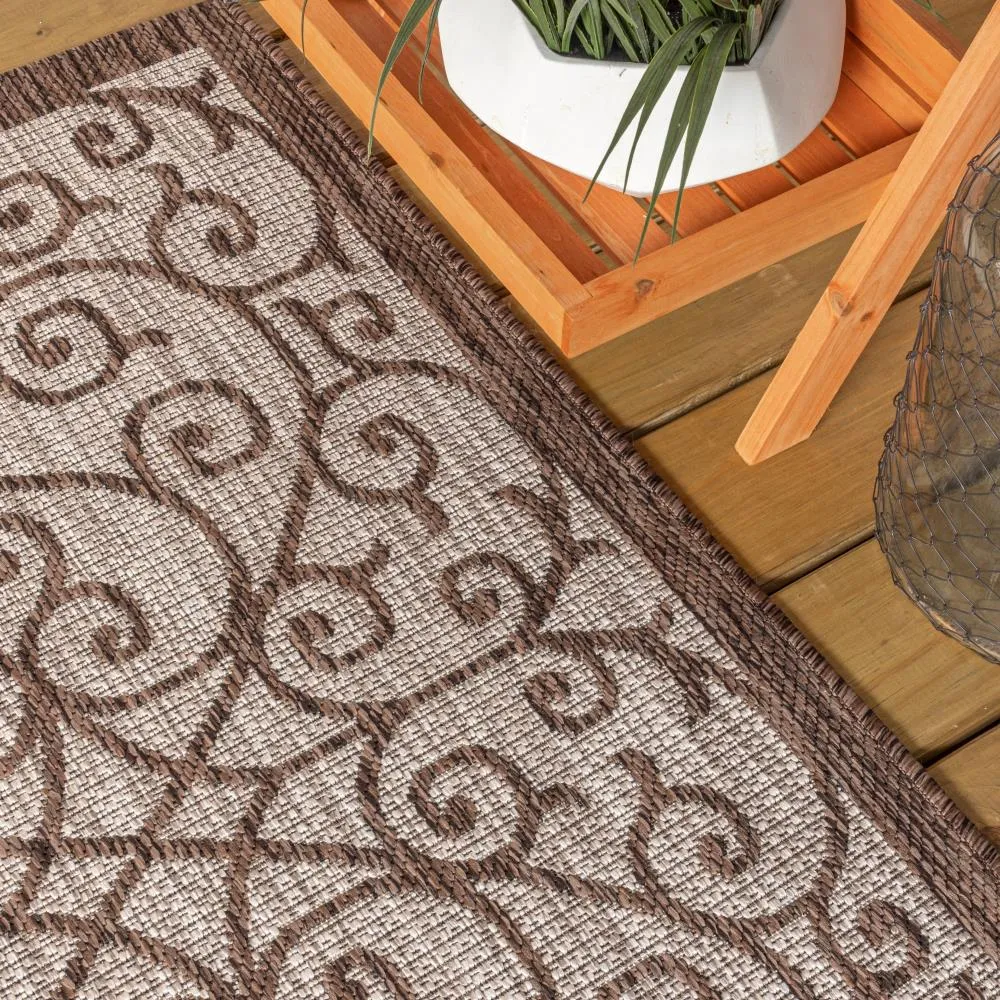 Alfombra Vintage Filigree Textured Weave Indoor/outdoor Area Rug