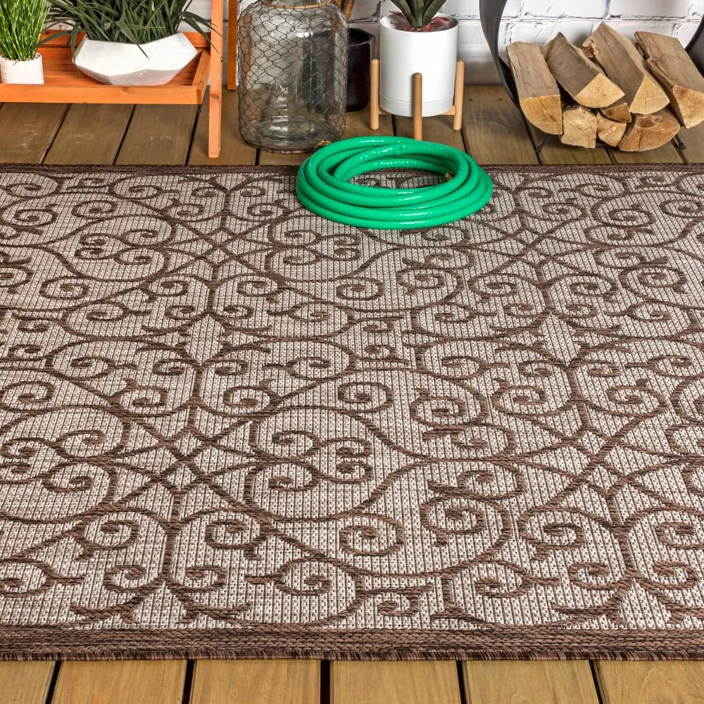 Alfombra Vintage Filigree Textured Weave Indoor/outdoor Area Rug