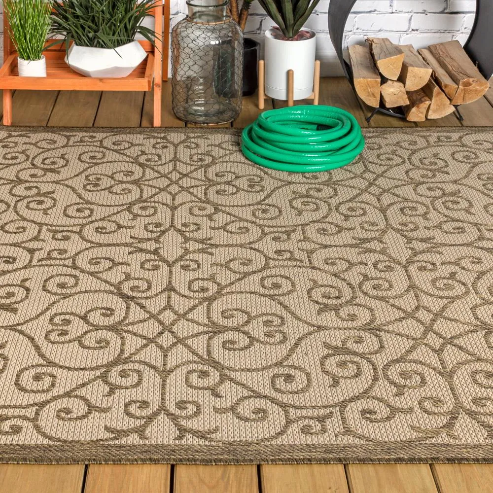 Alfombra Vintage Filigree Textured Weave Indoor/outdoor Area Rug