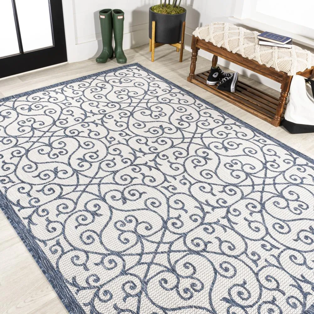 Alfombra Vintage Filigree Textured Weave Indoor/outdoor Area Rug