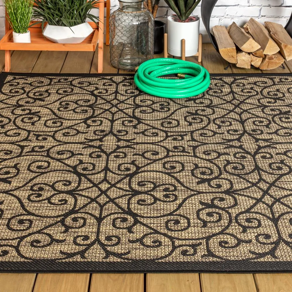 Alfombra Vintage Filigree Textured Weave Indoor/outdoor Area Rug