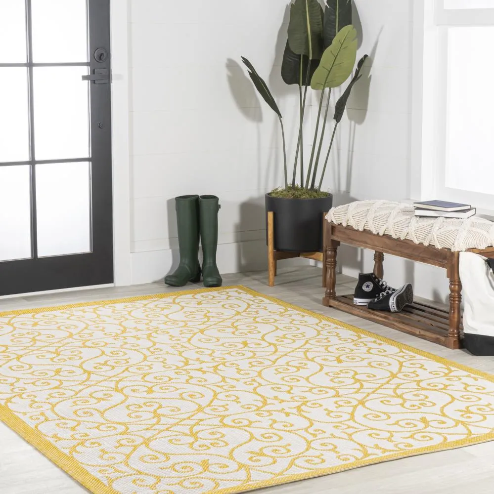 Alfombra Vintage Filigree Textured Weave Indoor/outdoor Area Rug