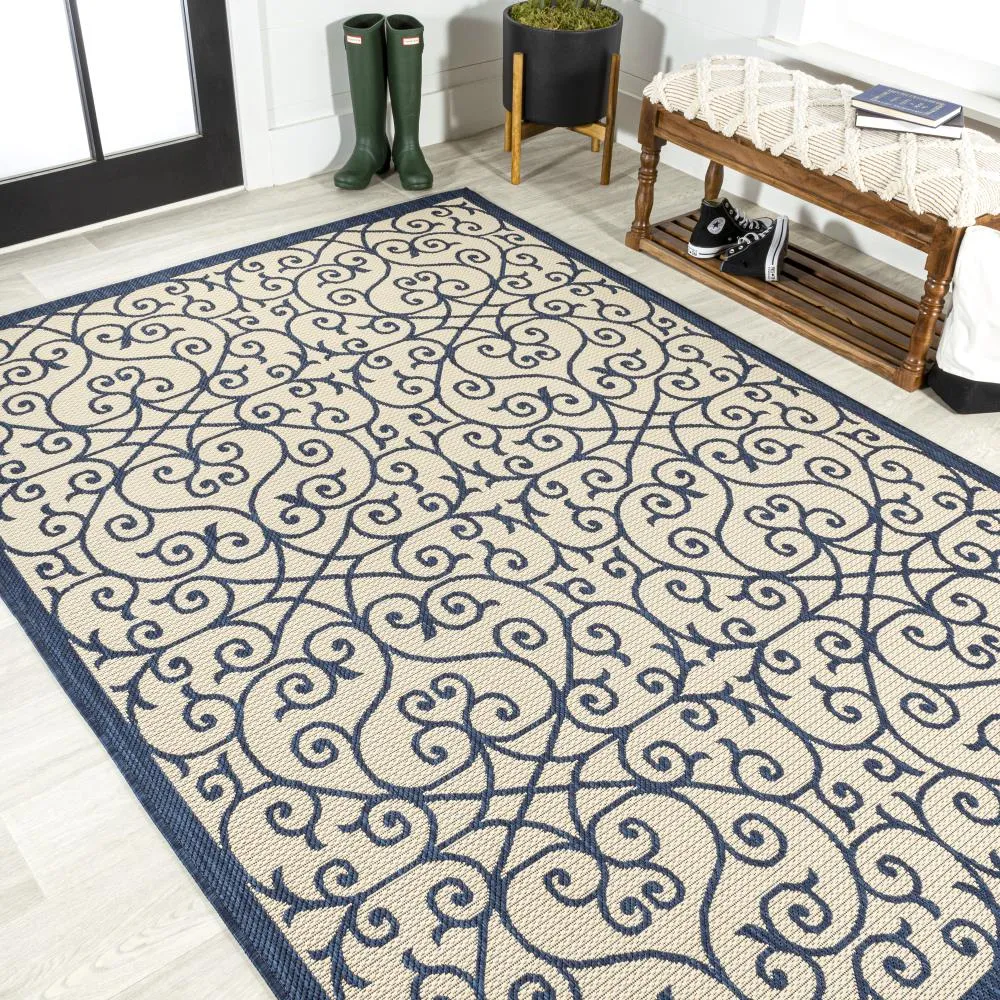 Alfombra Vintage Filigree Textured Weave Indoor/outdoor Area Rug