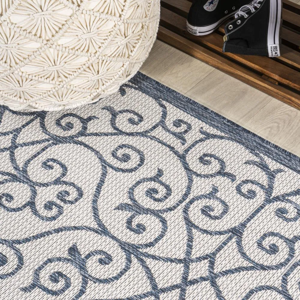 Alfombra Vintage Filigree Textured Weave Indoor/outdoor Area Rug