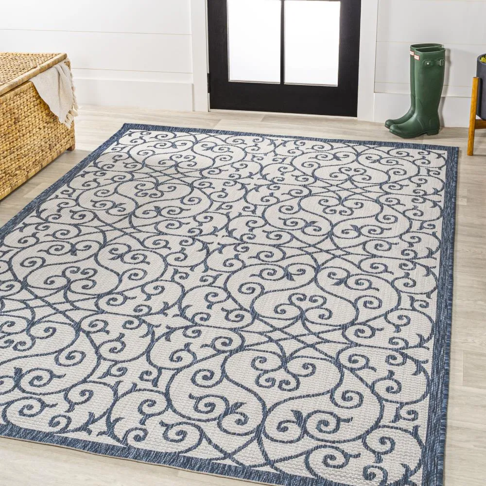 Alfombra Vintage Filigree Textured Weave Indoor/outdoor Area Rug