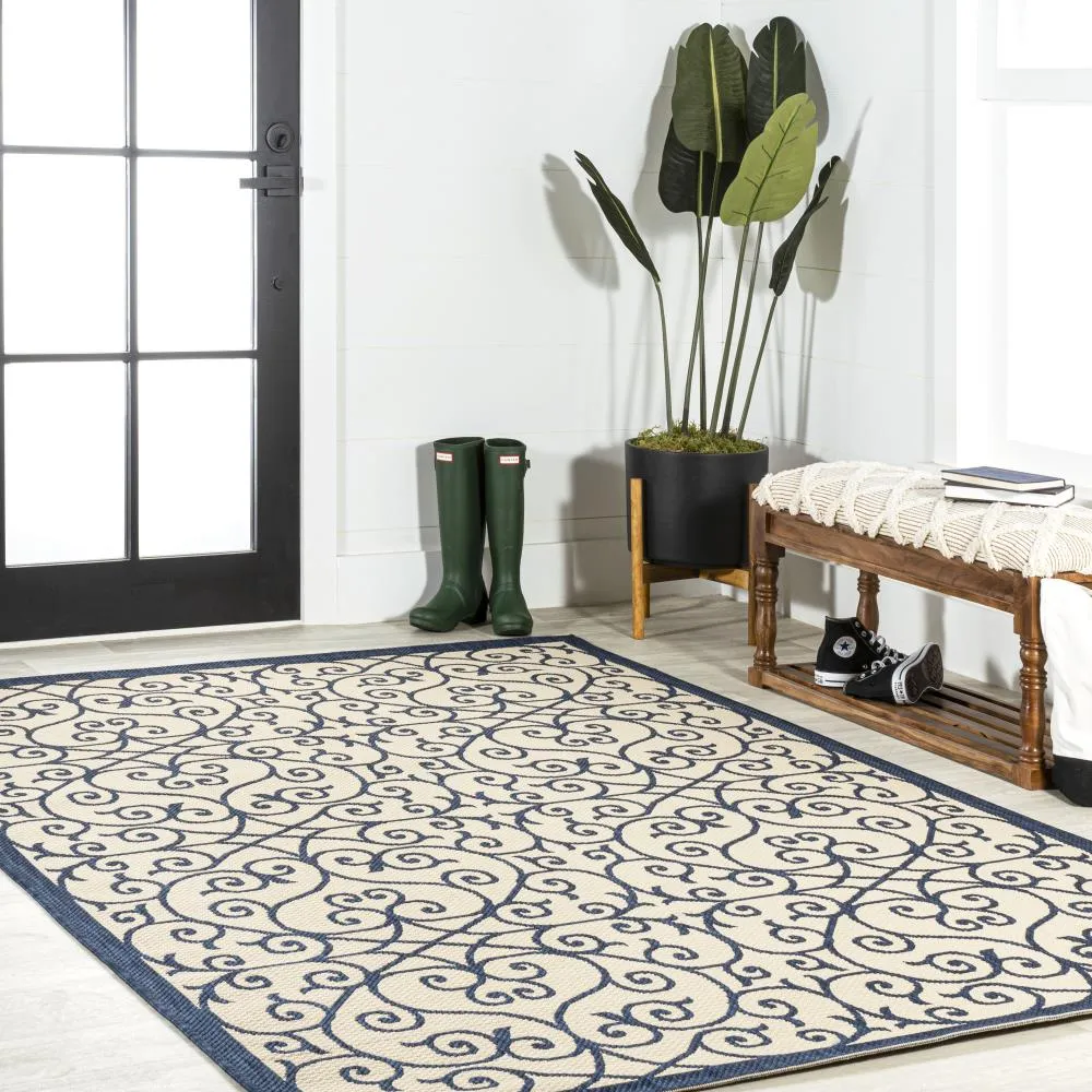 Alfombra Vintage Filigree Textured Weave Indoor/outdoor Area Rug