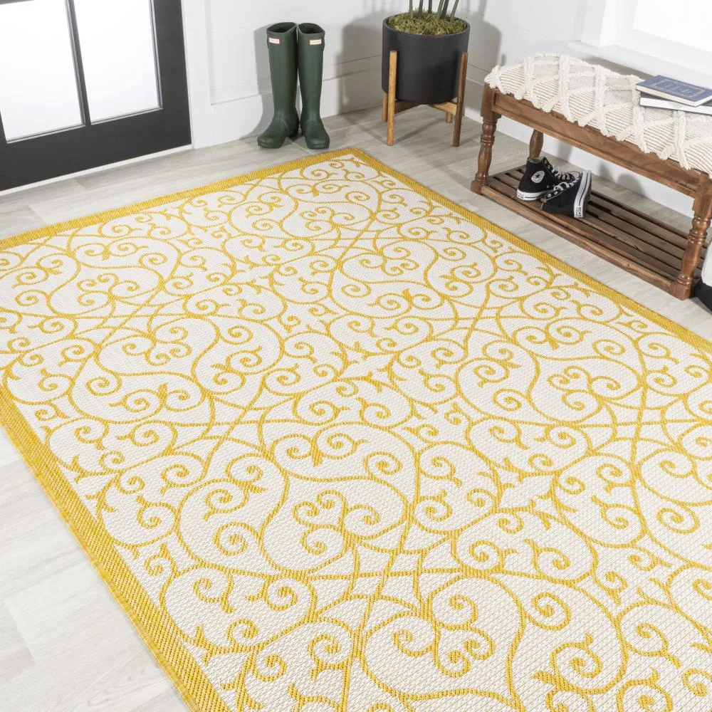 Alfombra Vintage Filigree Textured Weave Indoor/outdoor Area Rug