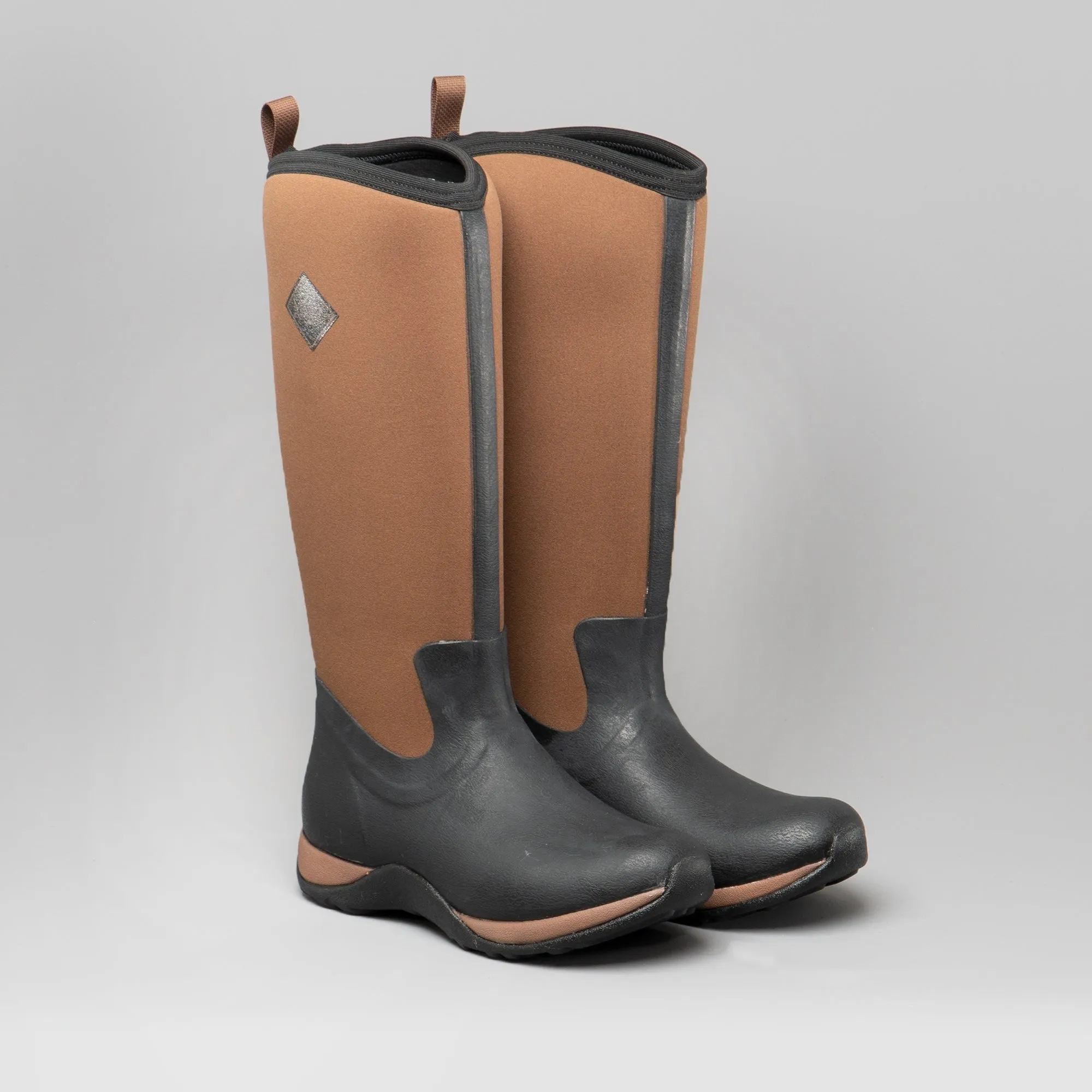 ARCTIC ADVENTURE Womens Rubber Wellington Boots Black/Tan