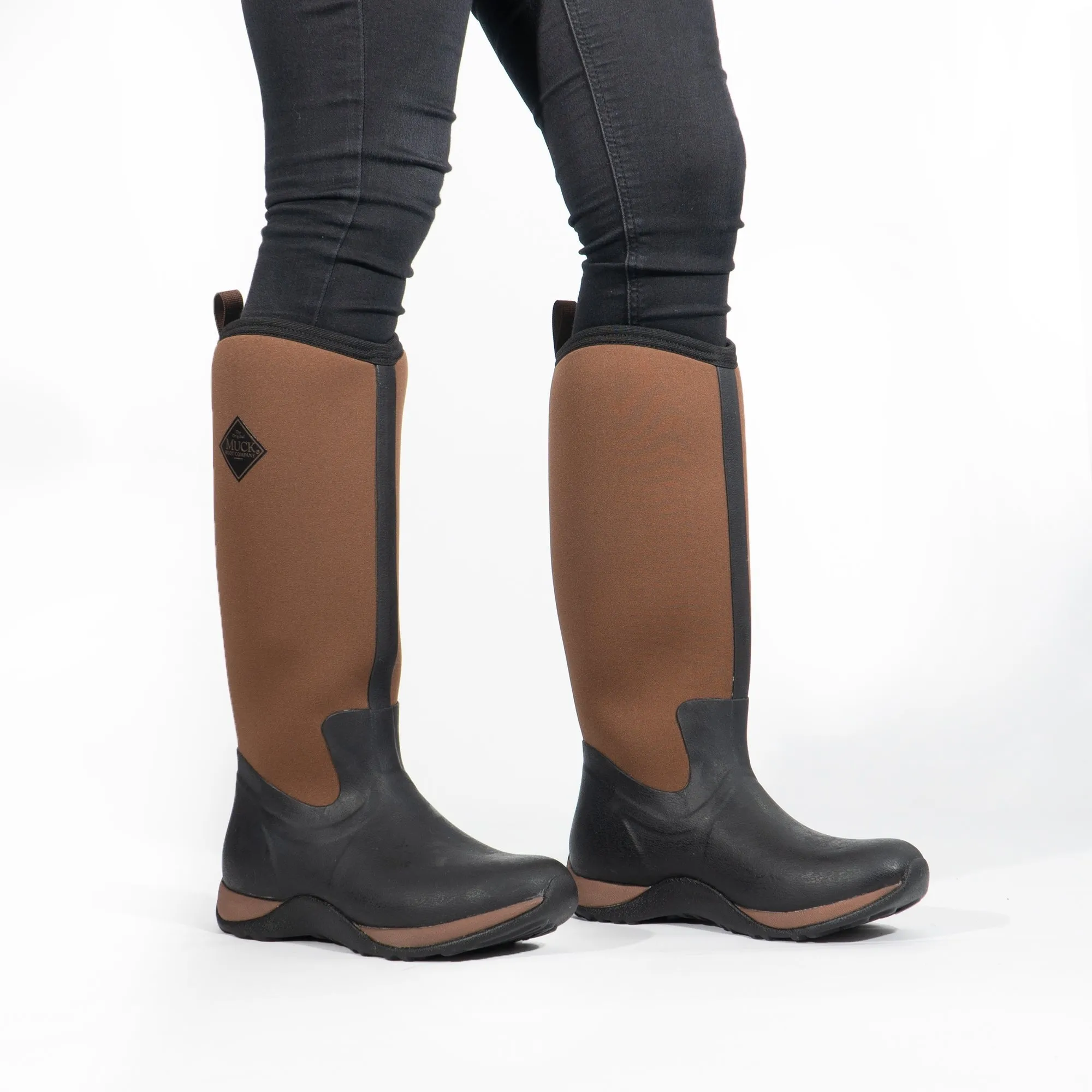 ARCTIC ADVENTURE Womens Rubber Wellington Boots Black/Tan