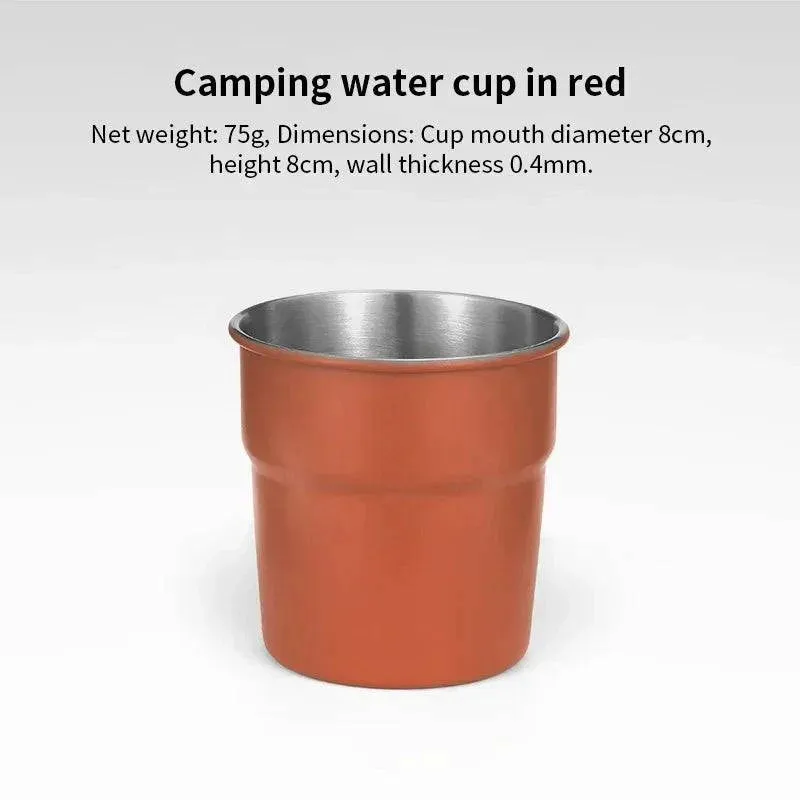 Beer Wine Cups Stackable Camping Cup Drinking Cup Stainless Steel Camping Mug with Storage Bag for Indoor Outdoor Travel