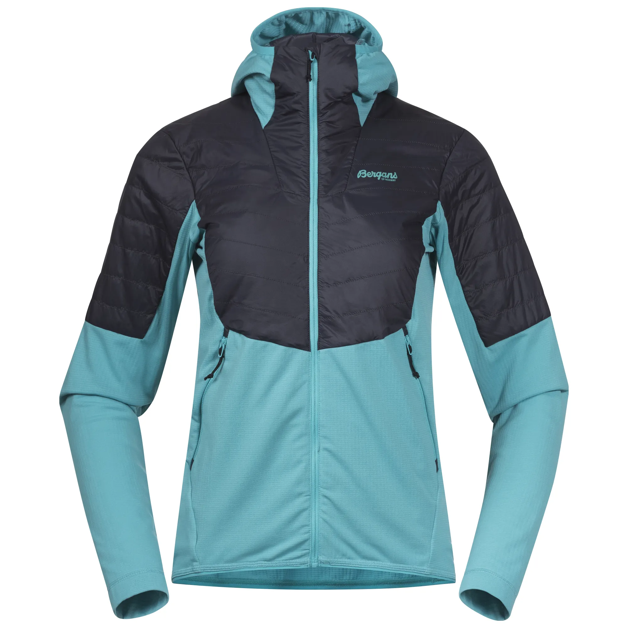 Bergans Women&#x27;s Senja Midlayer Hood Jacket Light Glacier Lake/Solid Charcoal | Buy Bergans Women&#x27;s Senja Midlayer Hood Jacket Light Glacier Lake/Solid Charcoal here | Outnorth