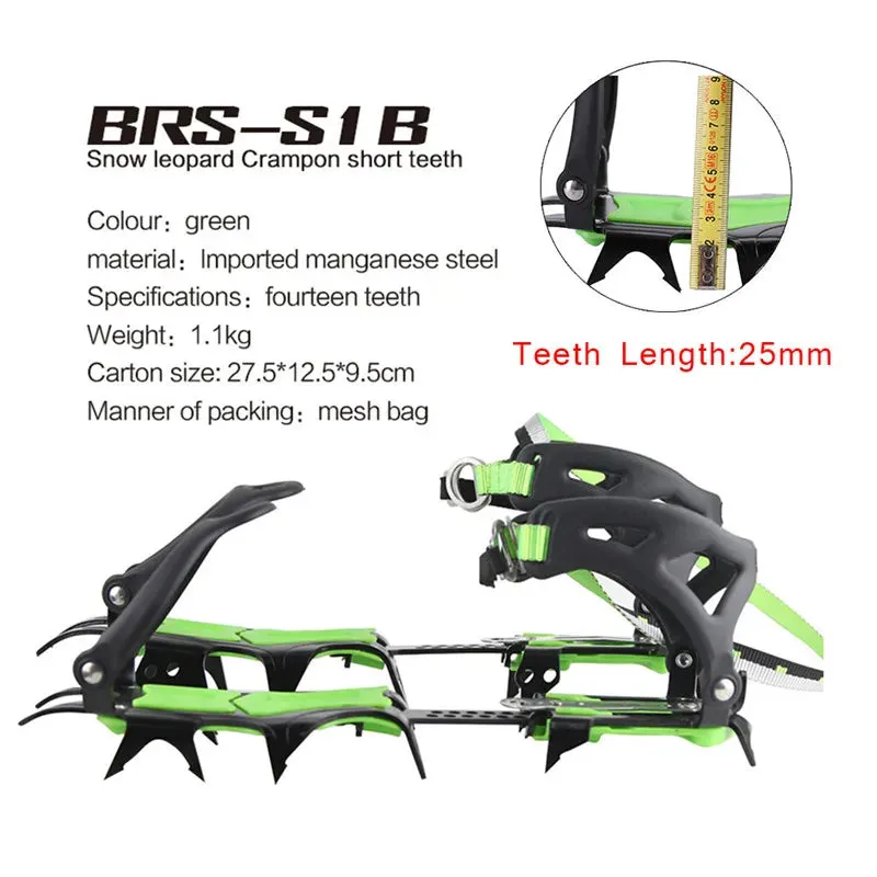 BRS 14-Point Manganese Steel Strap On Crampons