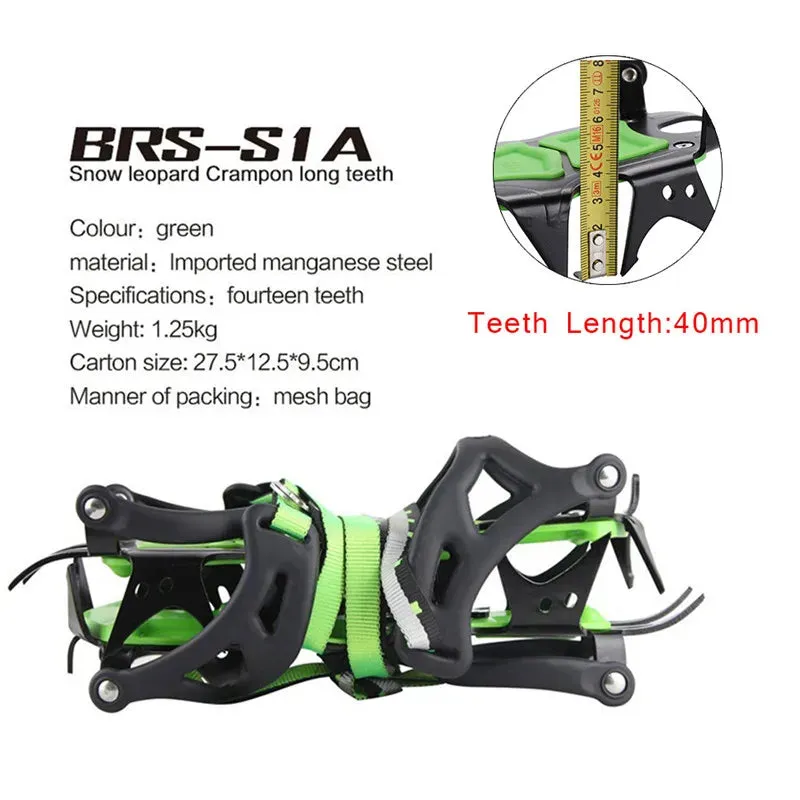 BRS 14-Point Manganese Steel Strap On Crampons