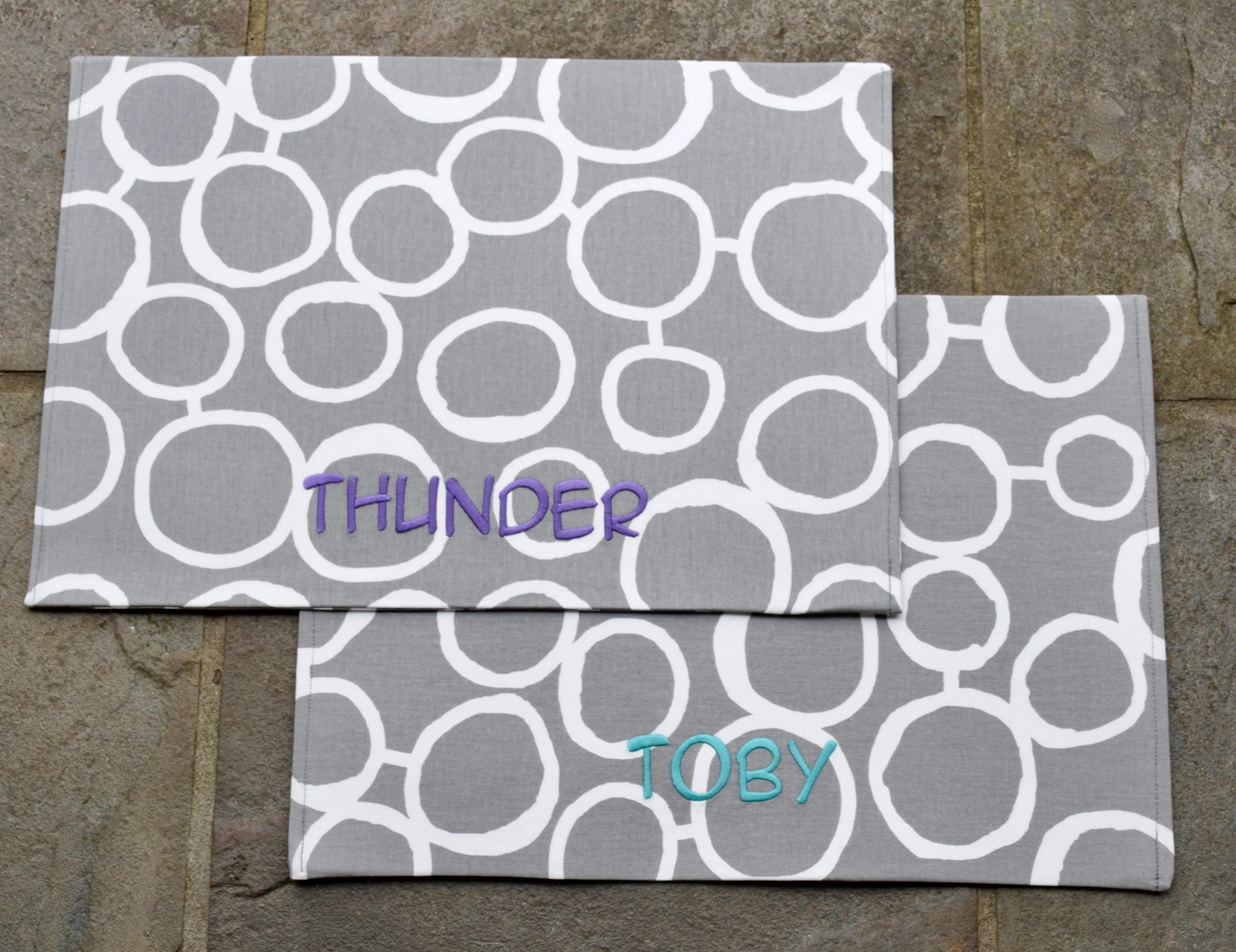 Circles Dog Bowl Placemats with Personalization