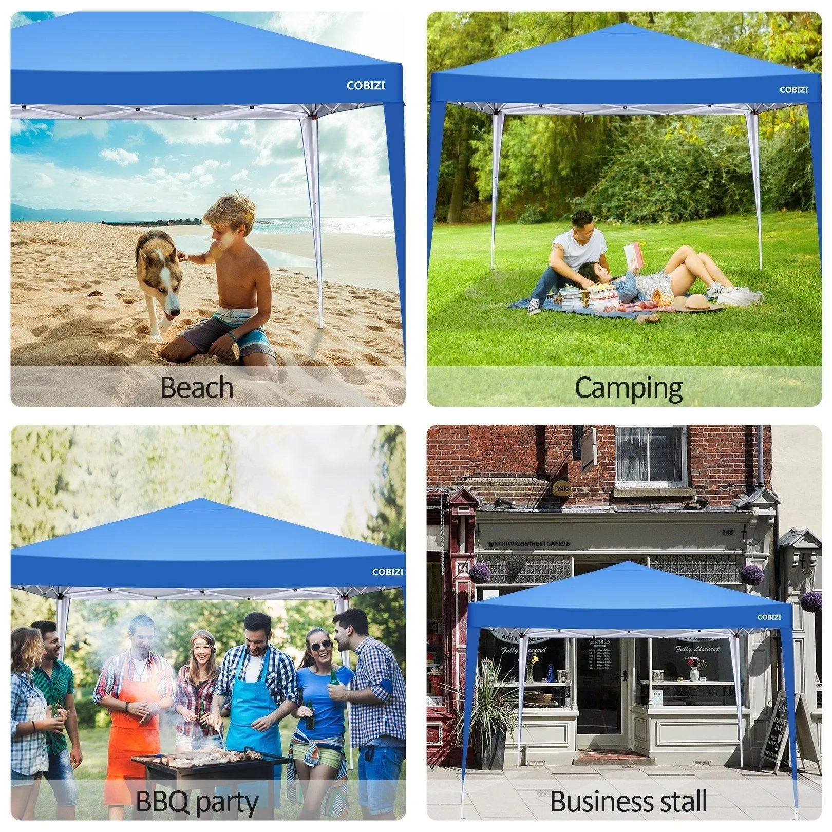 COBIZI Pop Up Canopy Gazebo Outdoor Shade Tent 10'X10' with 4 Sandbags