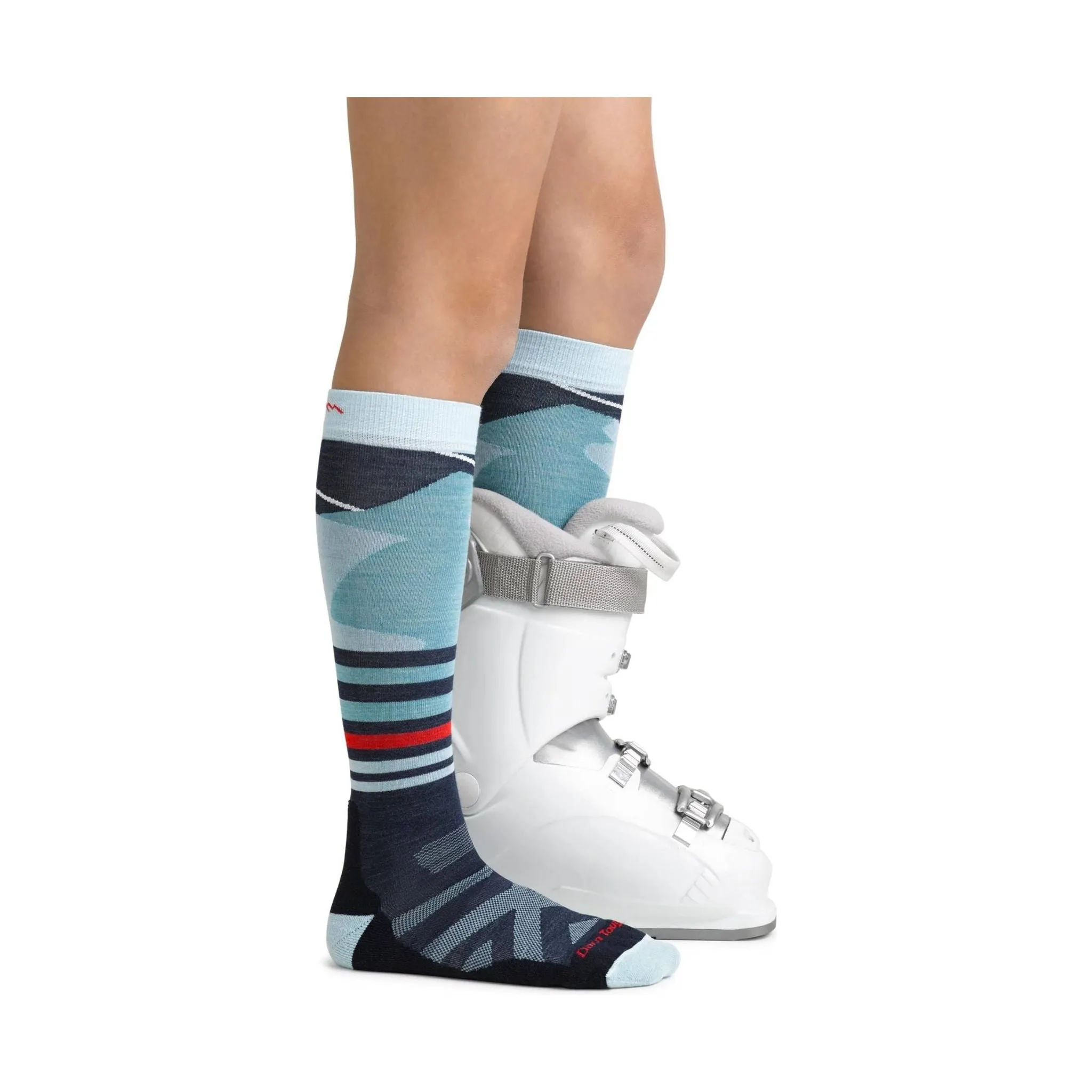 Darn Tough Vermont Kids' Skipper Over The Calf Midweight Ski and Snowboard Sock - Glacier