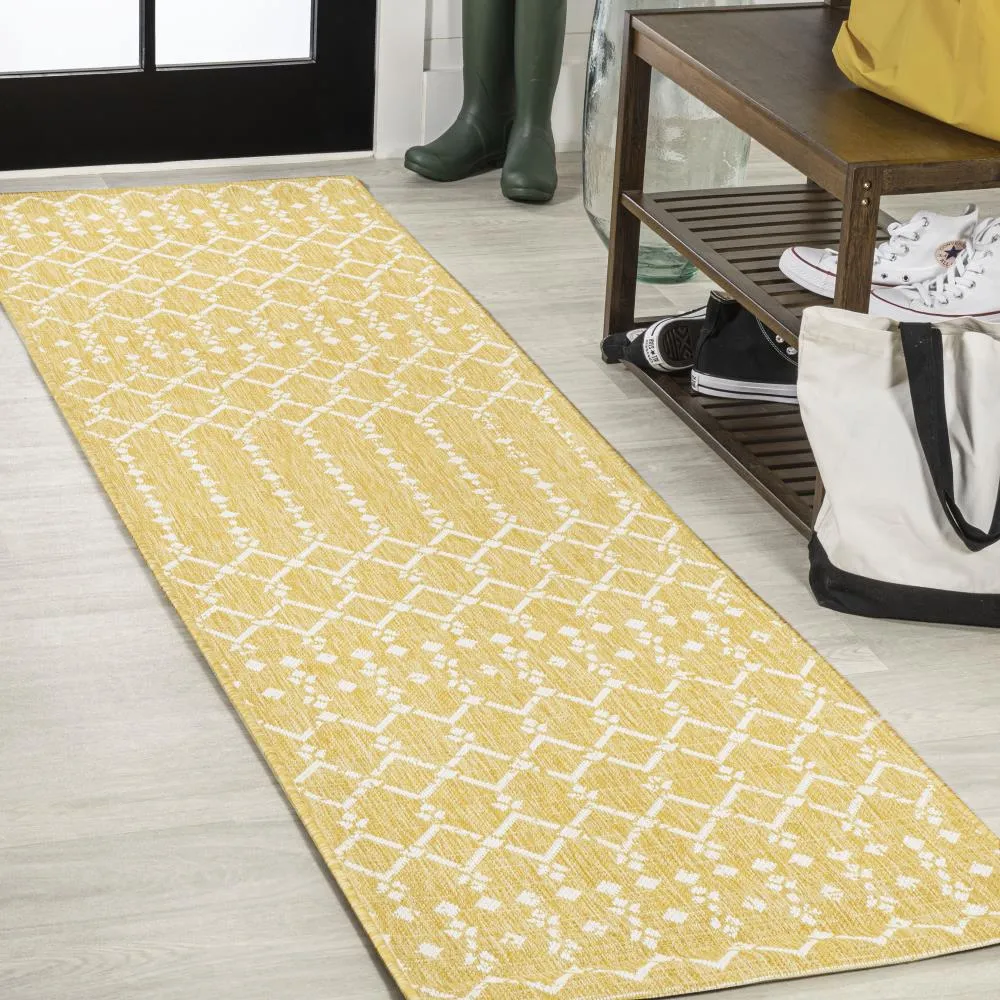 Dean Moroccan Geometric Textured Weave Indoor/outdoor Runner Rug