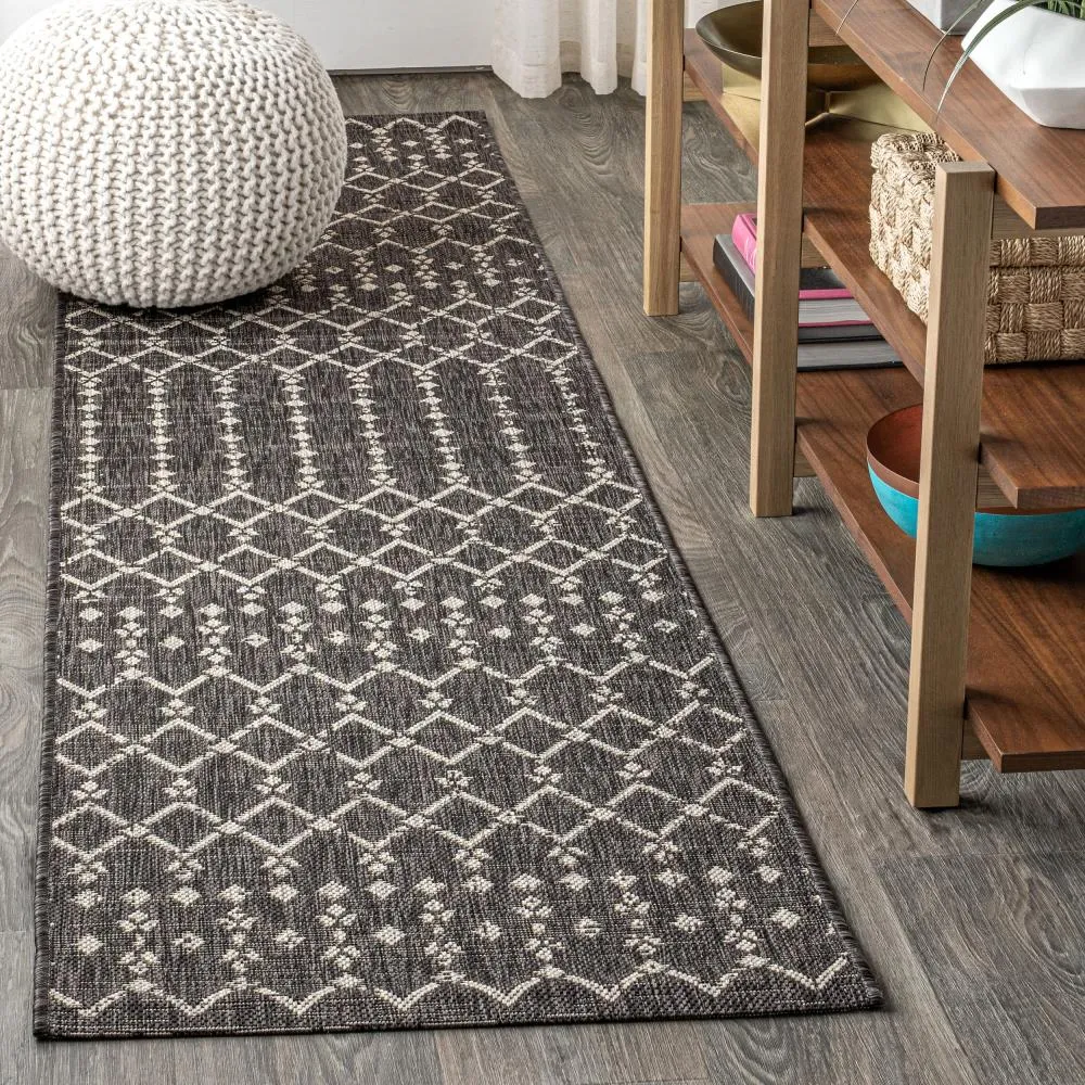 Dean Moroccan Geometric Textured Weave Indoor/outdoor Runner Rug