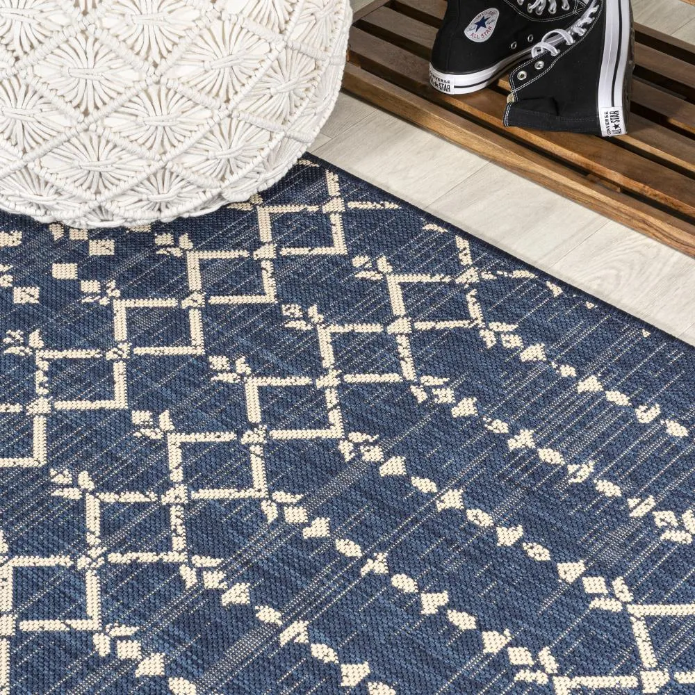 Dean Moroccan Geometric Textured Weave Indoor/outdoor Runner Rug