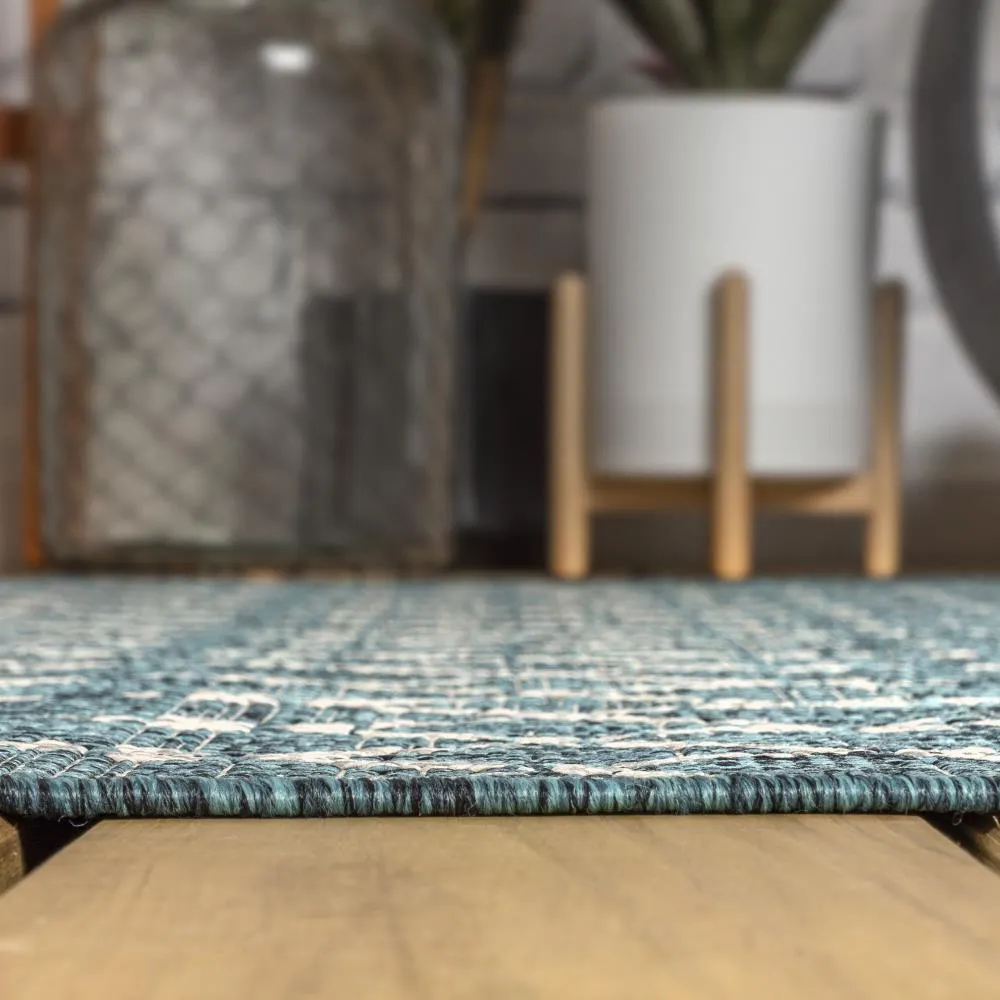 Dean Moroccan Geometric Textured Weave Indoor/outdoor Runner Rug