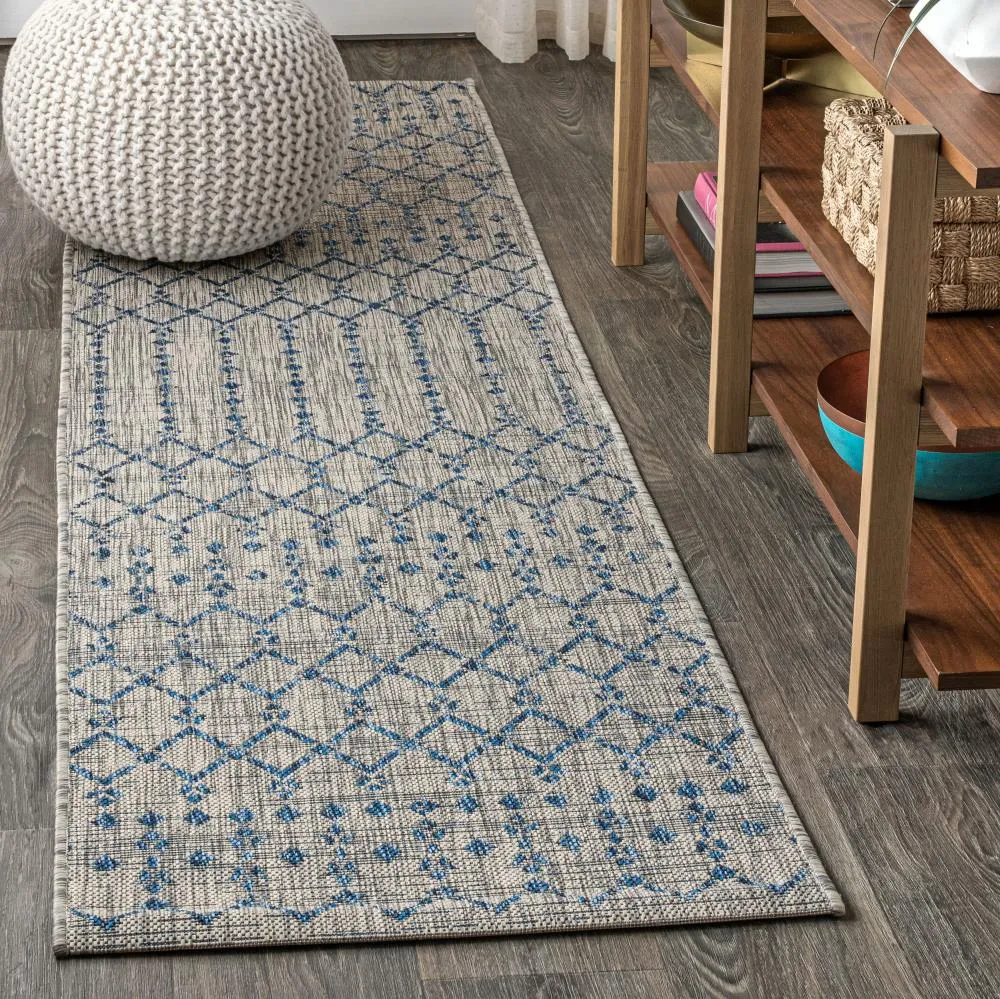 Dean Moroccan Geometric Textured Weave Indoor/outdoor Runner Rug